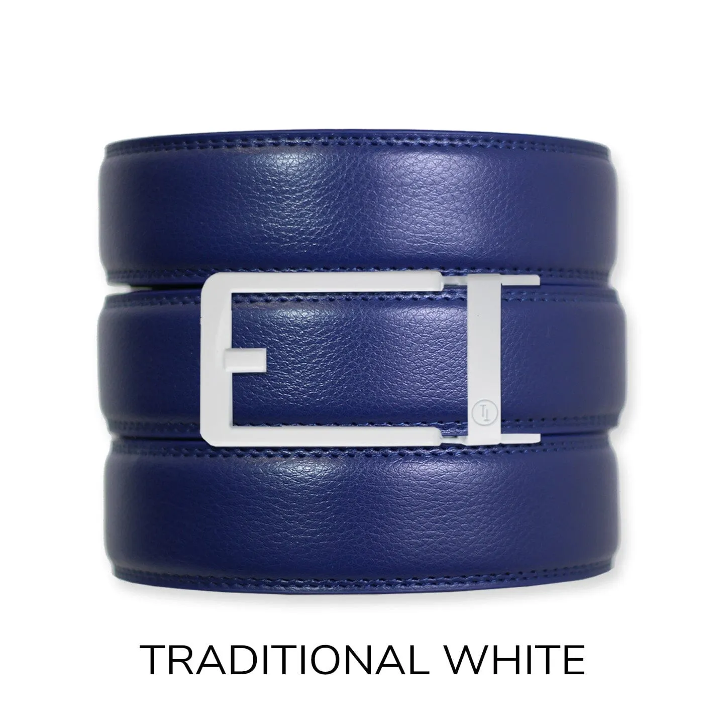 Navy Leather Ratchet Belt & Buckle Set