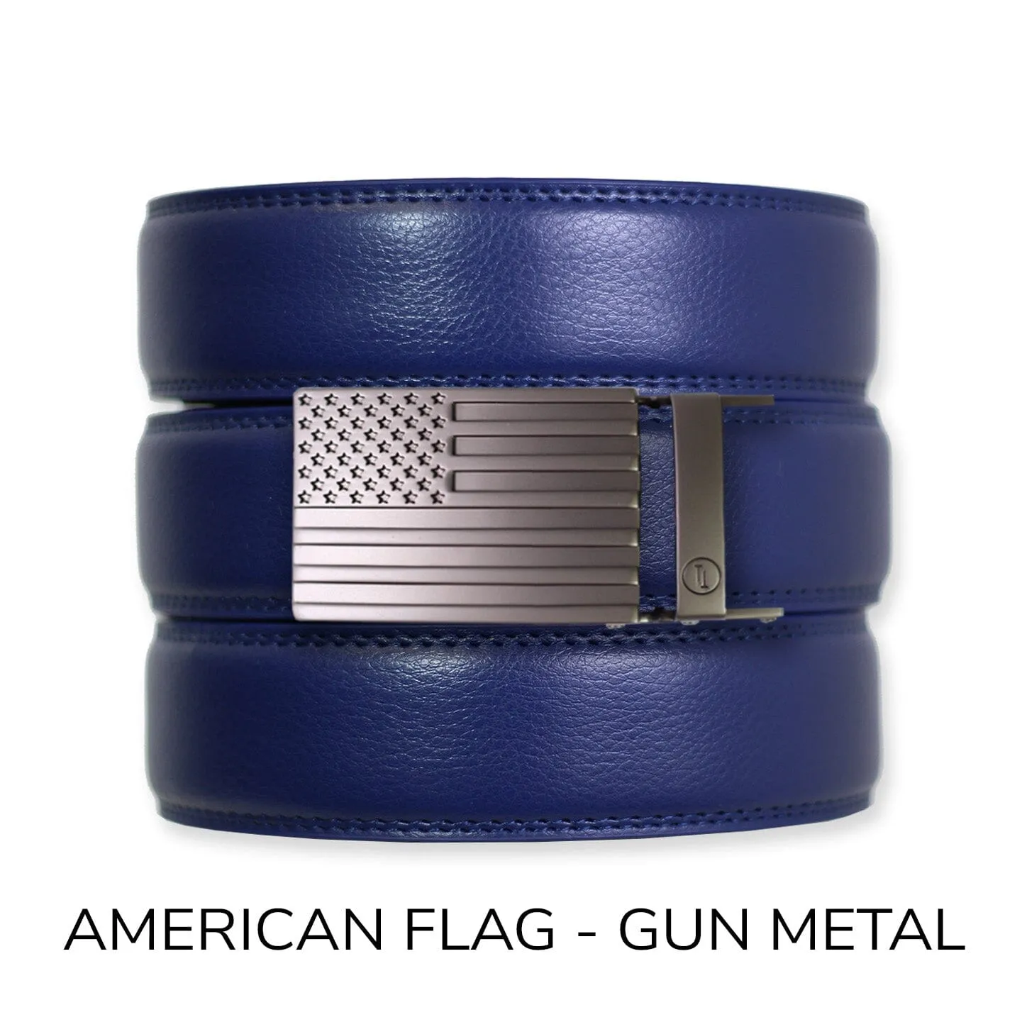 Navy Leather Ratchet Belt & Buckle Set