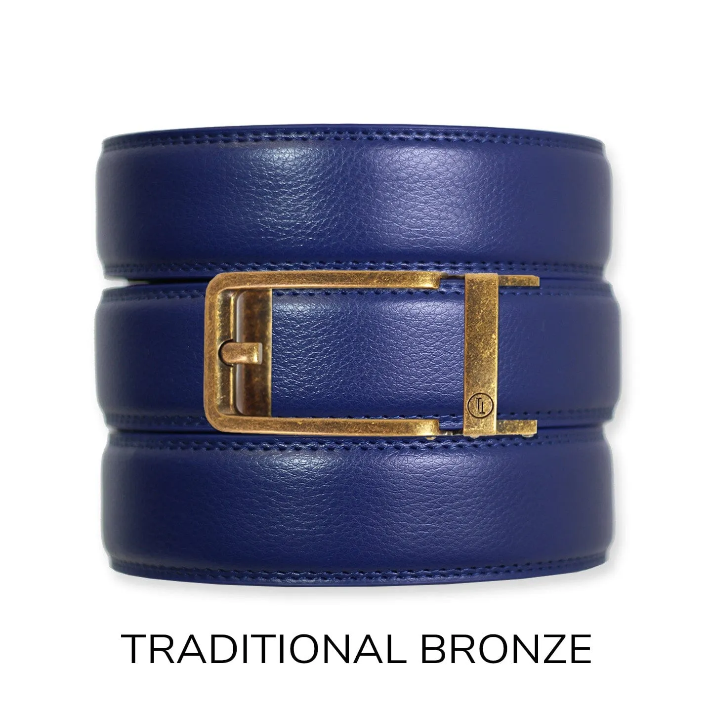 Navy Leather Ratchet Belt & Buckle Set