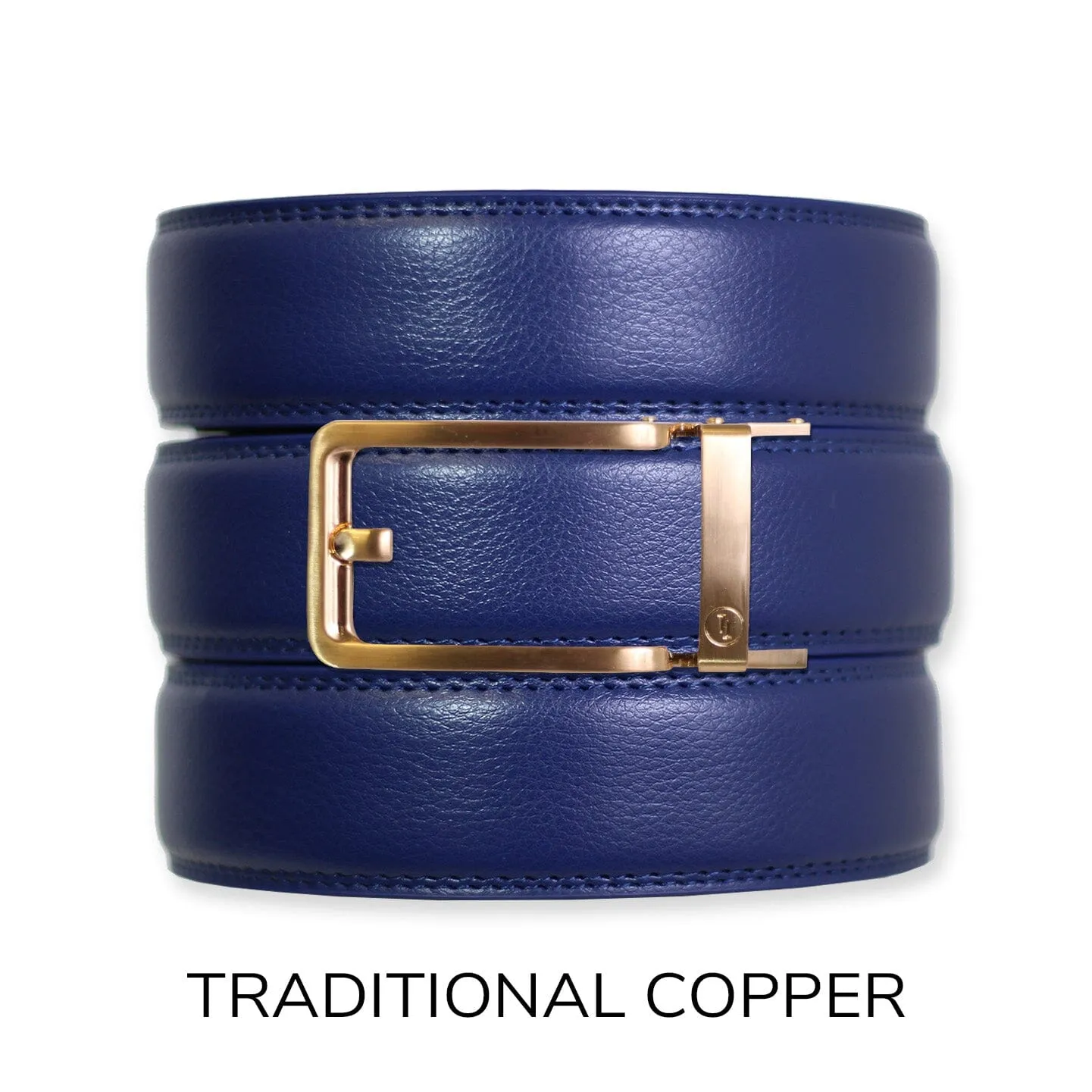 Navy Leather Ratchet Belt & Buckle Set