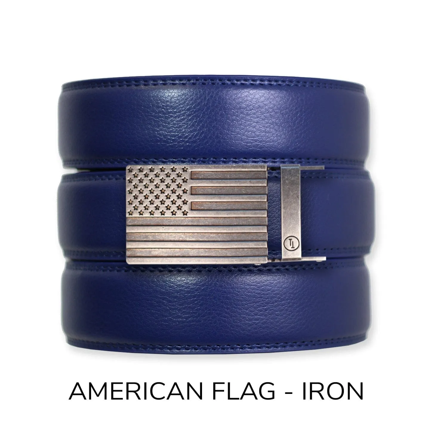 Navy Leather Ratchet Belt & Buckle Set