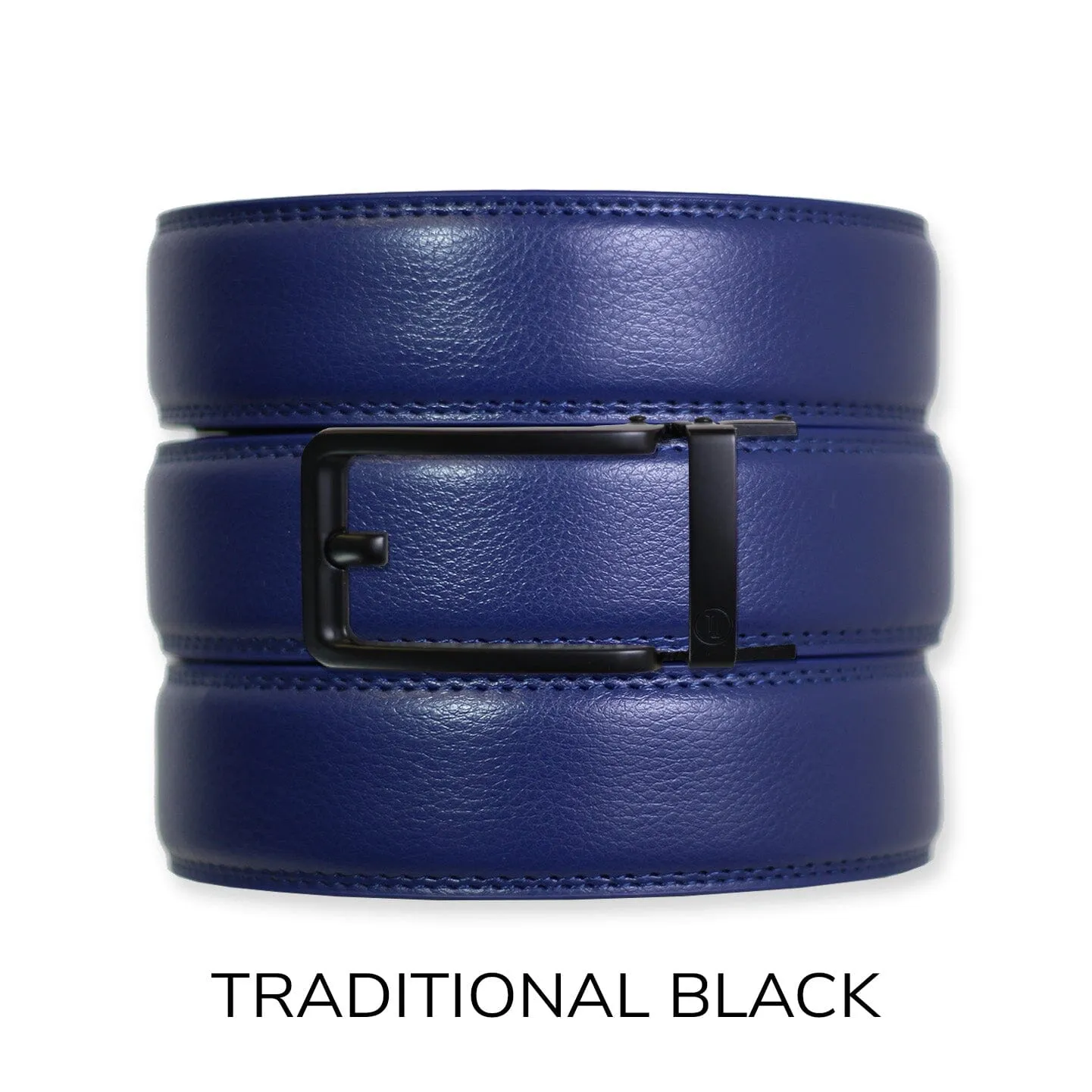 Navy Leather Ratchet Belt & Buckle Set