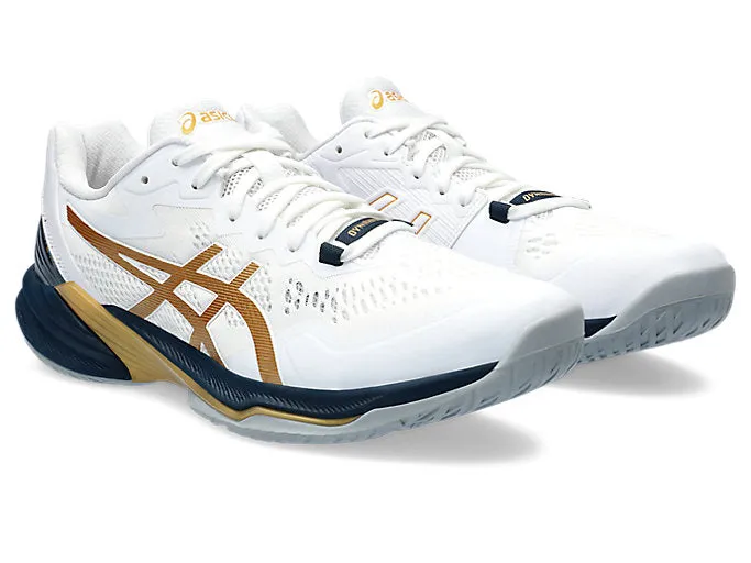 new color - Asics Sky Elite FF 2 Men's Court Shoes, White/Pure Gold