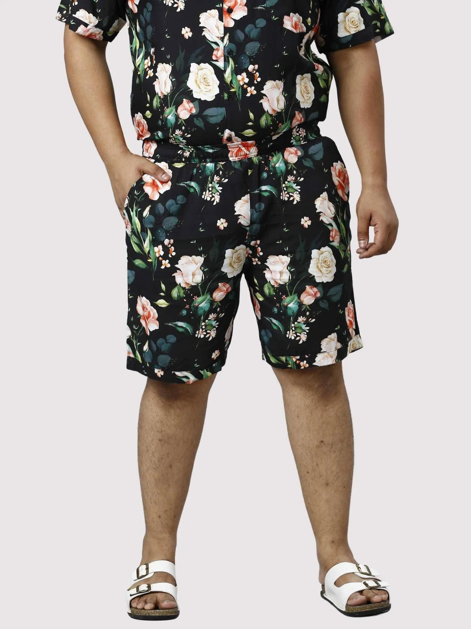 Night Blossoms Digital Printed Full Co-ords Set Men'sPlus Size