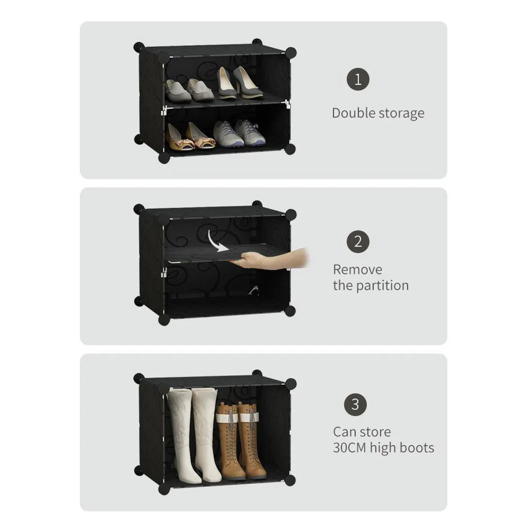 NNEAGS 2 Tier Shoe Rack Organizer Sneaker Footwear Storage Stackable Stand Cabinet Portable Wardrobe with Cover