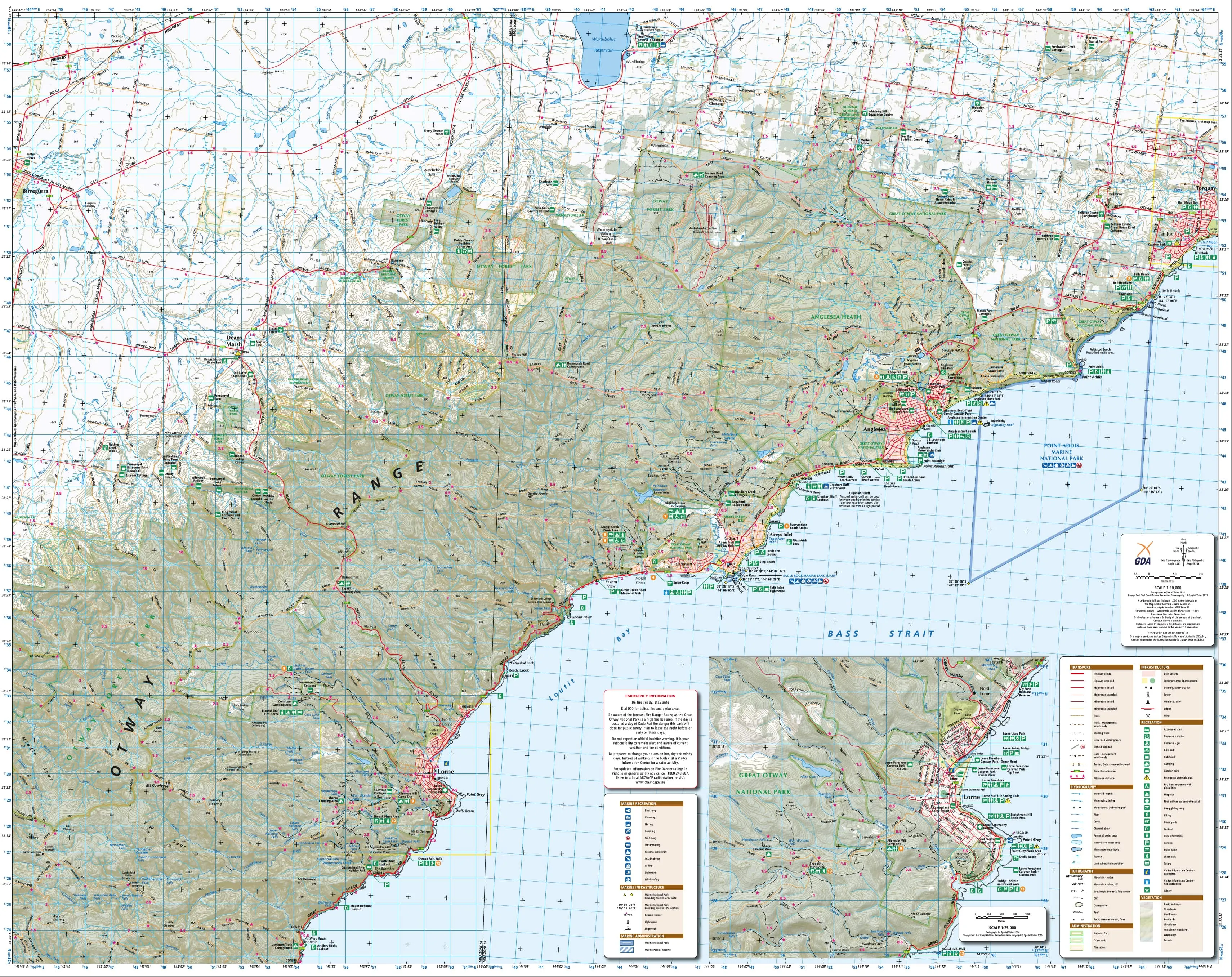 Otways East - Surfcoast (VIC) Topographic Wall Map by Spatial Vision