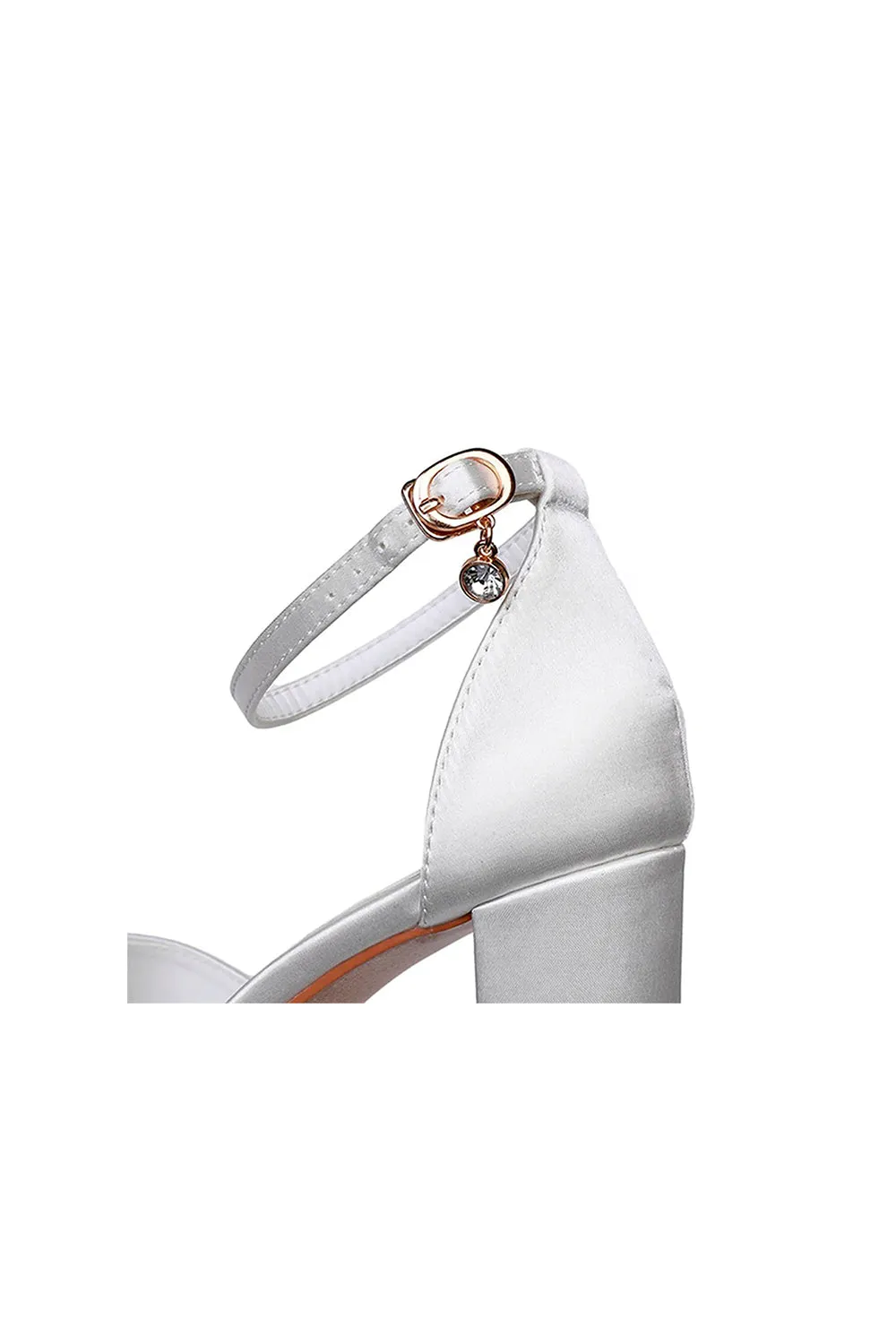 Peep Toe Ankle-Strap Bridal Chunky Heel Sandals