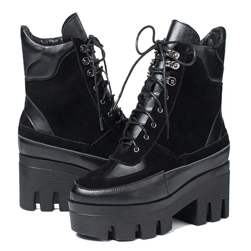 Pre Order:  Lace-Up Leather Ankle Boots