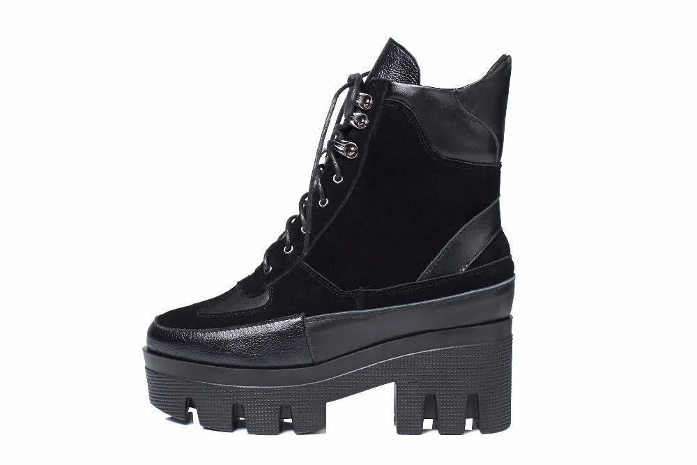 Pre Order:  Lace-Up Leather Ankle Boots