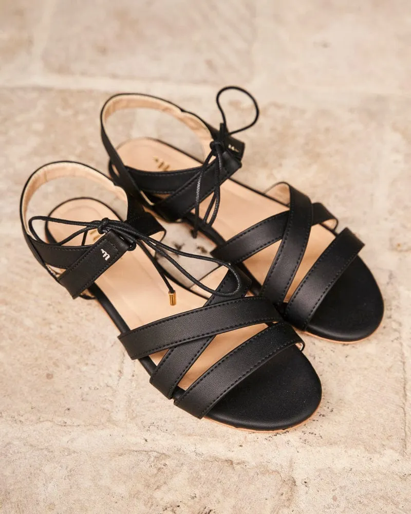 Primrose Vegan Leather Gladiator Sandals | Black