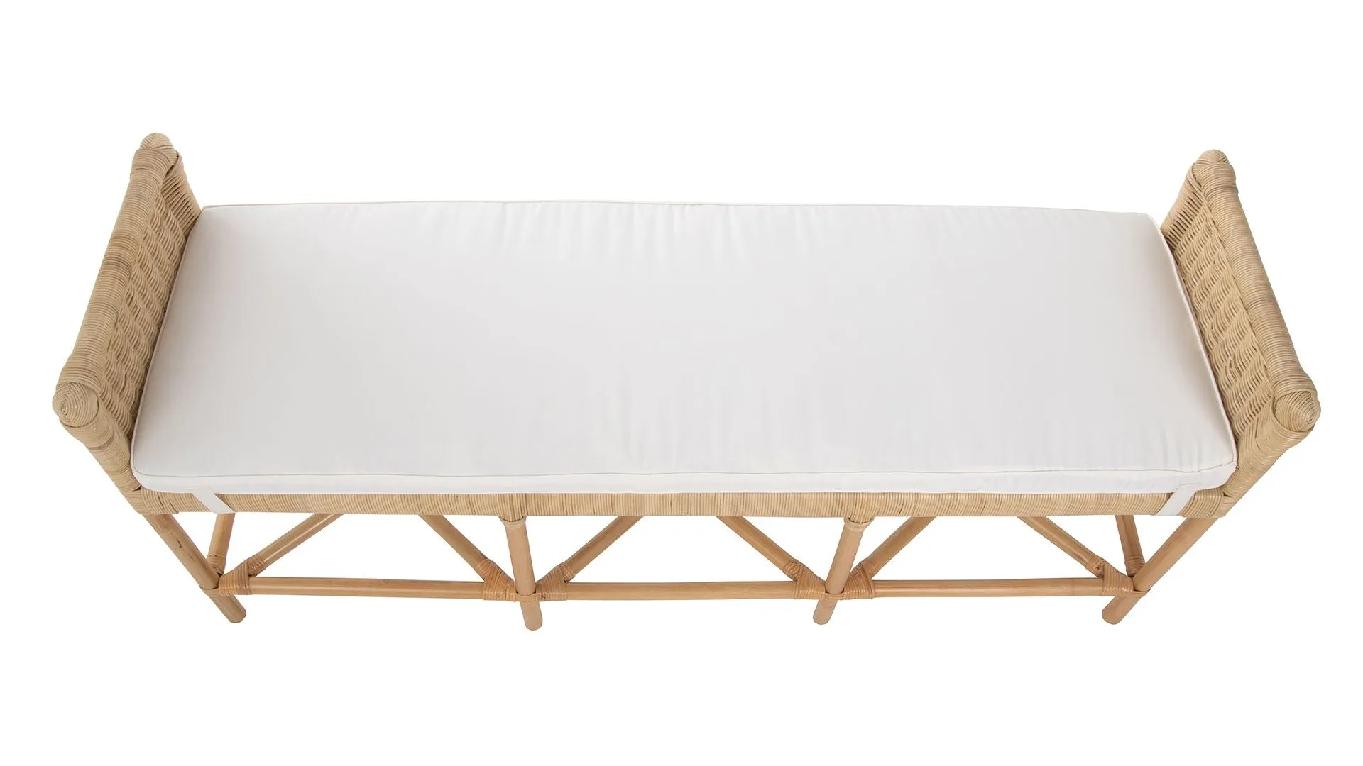 Rattan Sandbar Bench with Seat Cushion, Natural