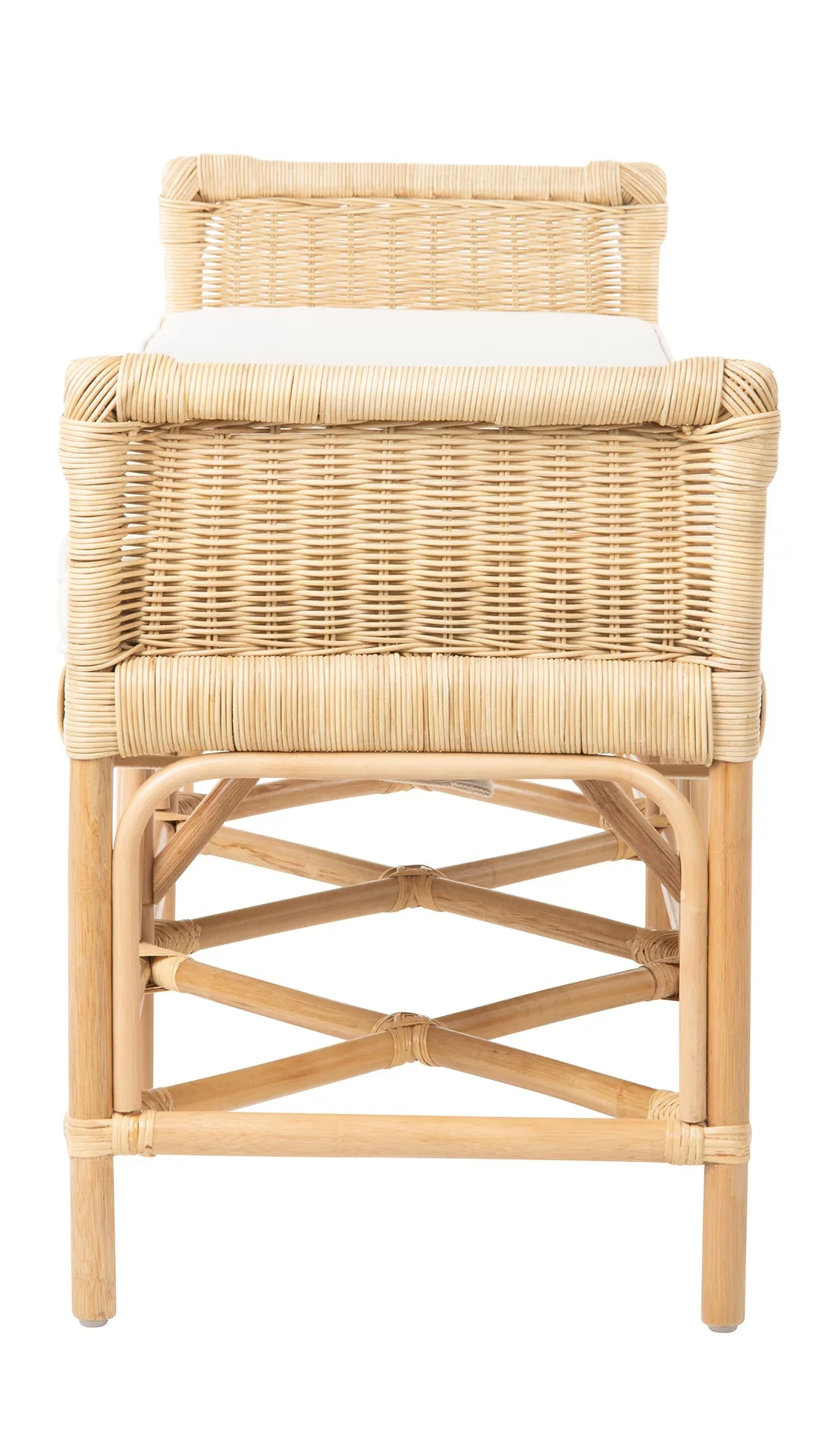 Rattan Sandbar Bench with Seat Cushion, Natural