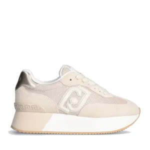 Scarpe Donna LIU JO Sneakers Dreamy 02 in Suede e Brighty Mesh Beige e Light Gold