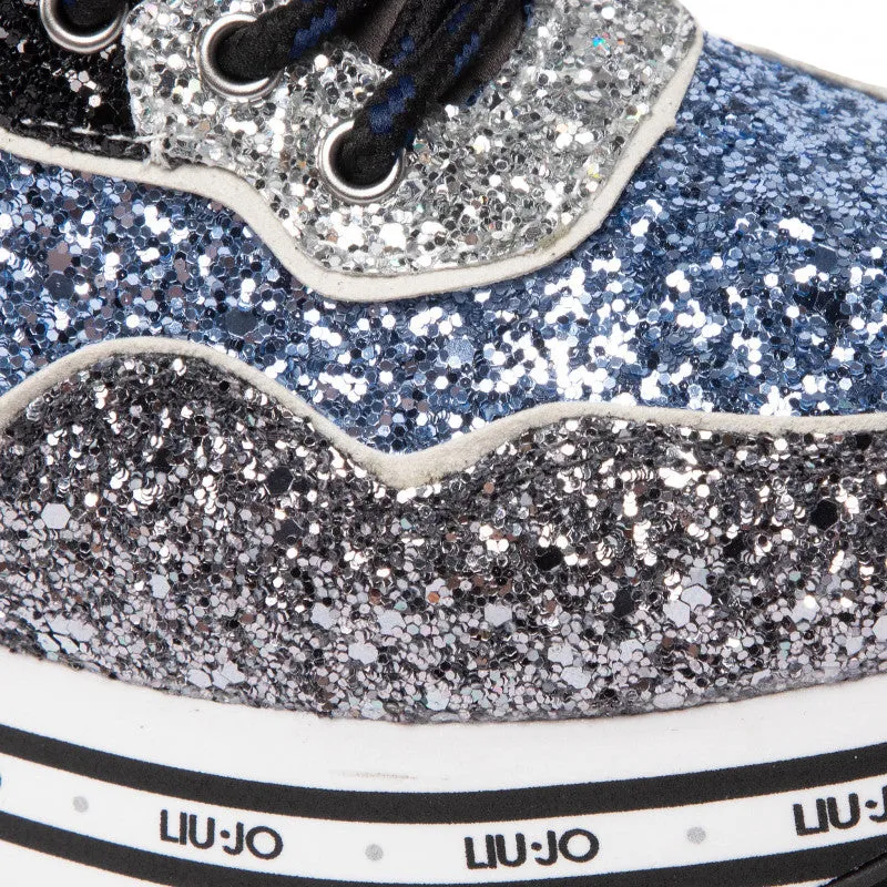 Scarpe Donna LIU JO Sneakers Platform Wonder 24 con Glitter colore Blue