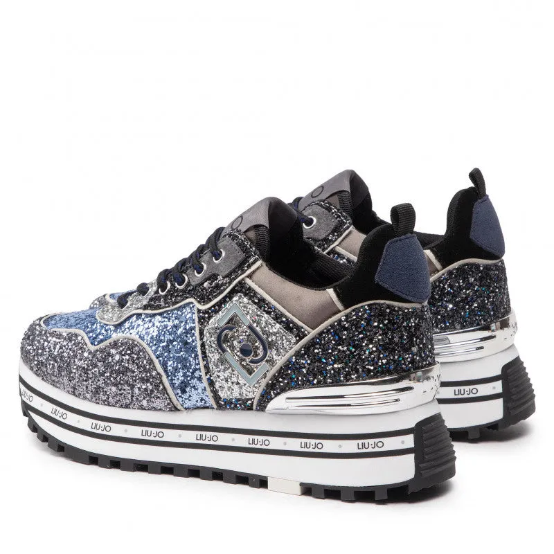 Scarpe Donna LIU JO Sneakers Platform Wonder 24 con Glitter colore Blue