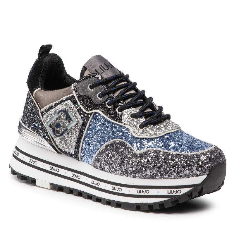 Scarpe Donna LIU JO Sneakers Platform Wonder 24 con Glitter colore Blue