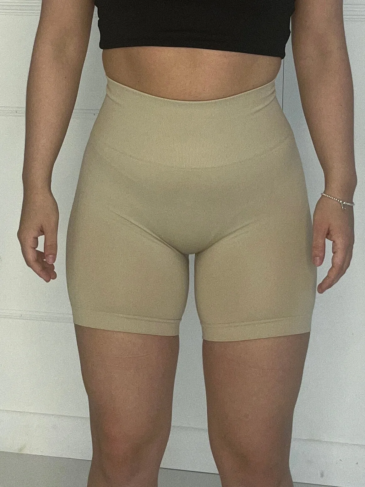 Scrunch Bum Cycling Shorts - Beige