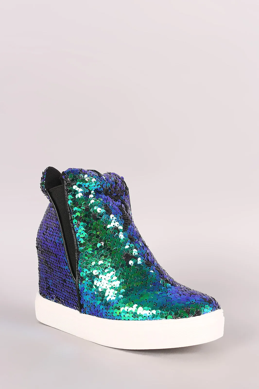 Sequin High Top Wedge Sneaker