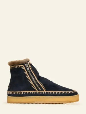 Setsu Crochet Crepe Boot - Navy Suede