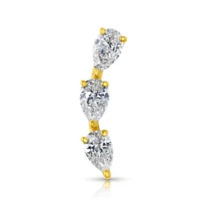 SINGLE CLIMBING PEAR DIAMONDS FLAT BACK STUD, 14kt Gold