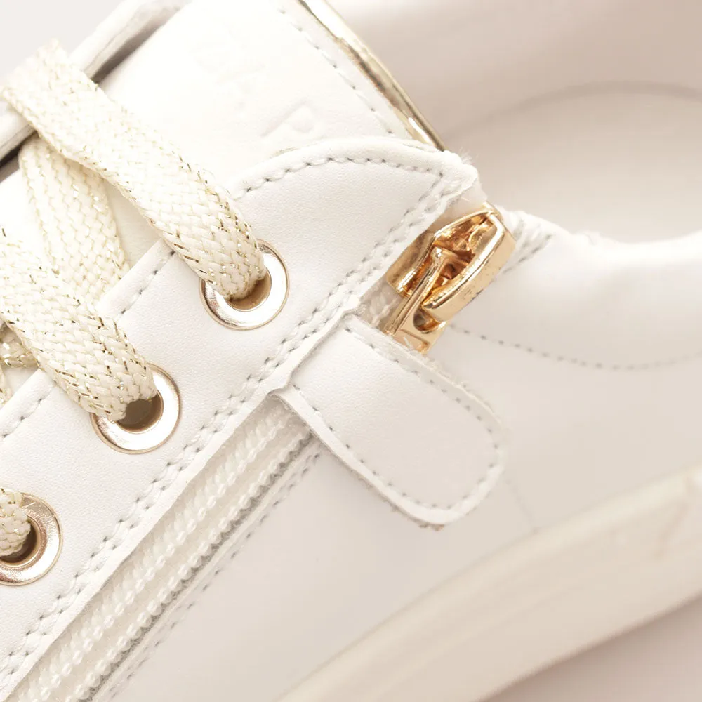 Sneakers PATRIZIA PEPE Girl linea Fly Sneakers in Pelle Bianca con Applicazioni Gioiello