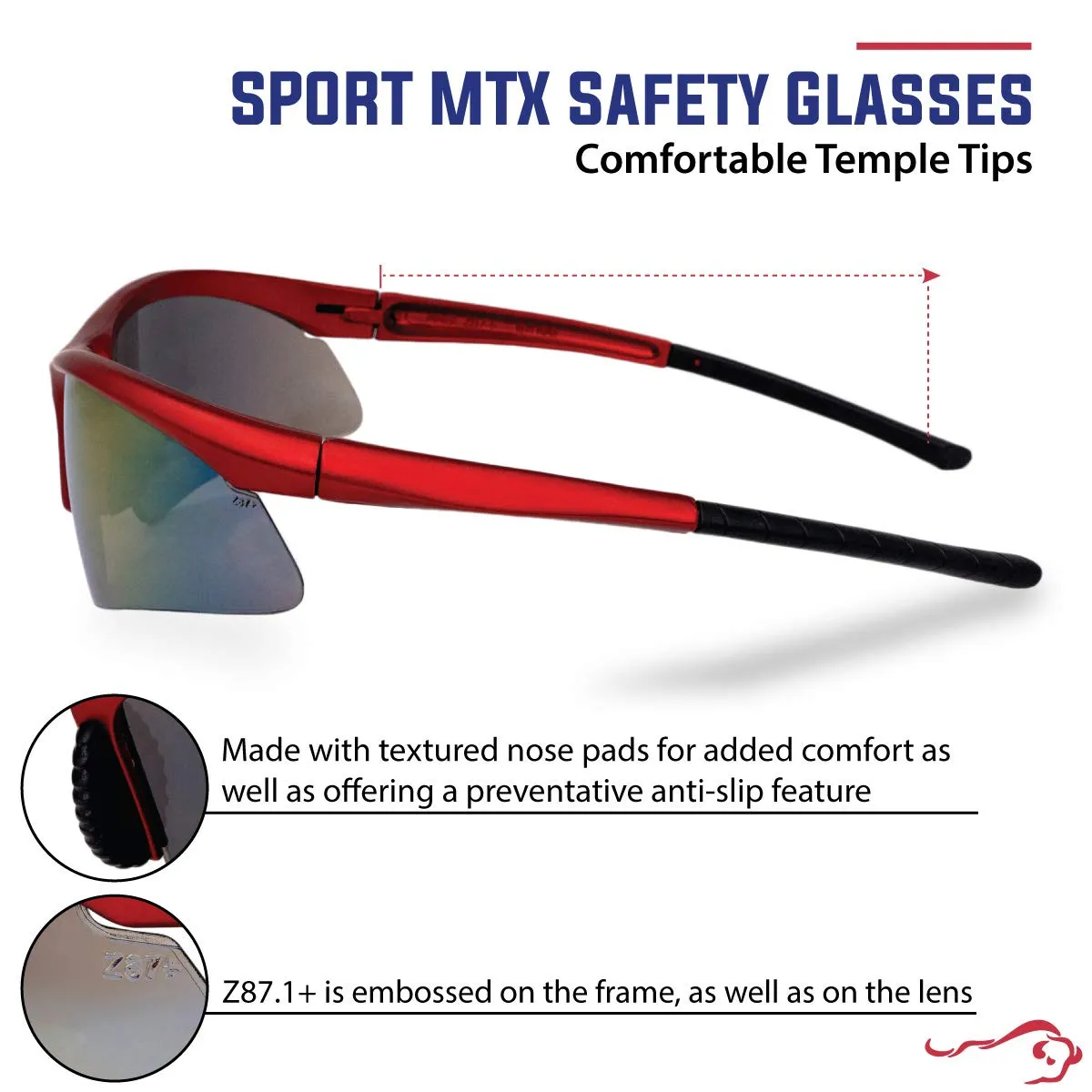 Sport MTX Mirror Safety Glasses, Anti-Scratch-Fog Lens, Outdoor Sports