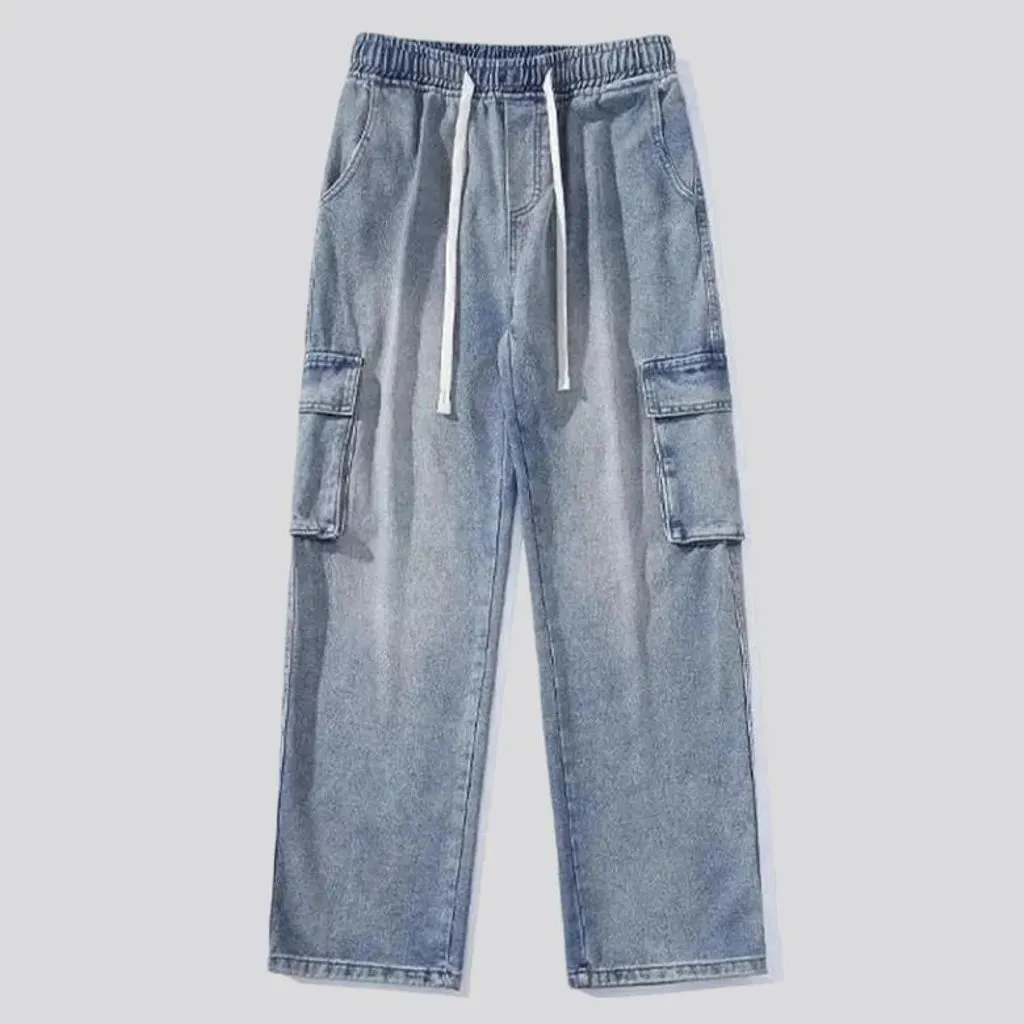 Stonewashed men's light-wash jeans