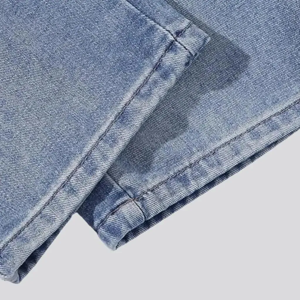 Stonewashed men's light-wash jeans