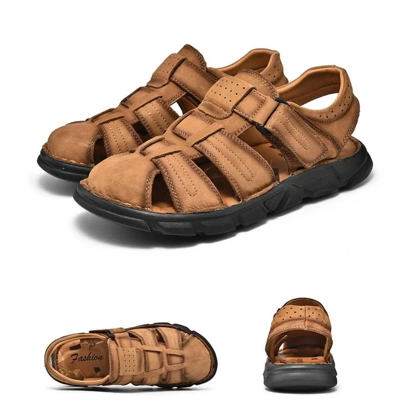 Summer Genuine Leather Men's Sandals Lightweight Men's Shoes Outdoor Comfortable Beach Sandals