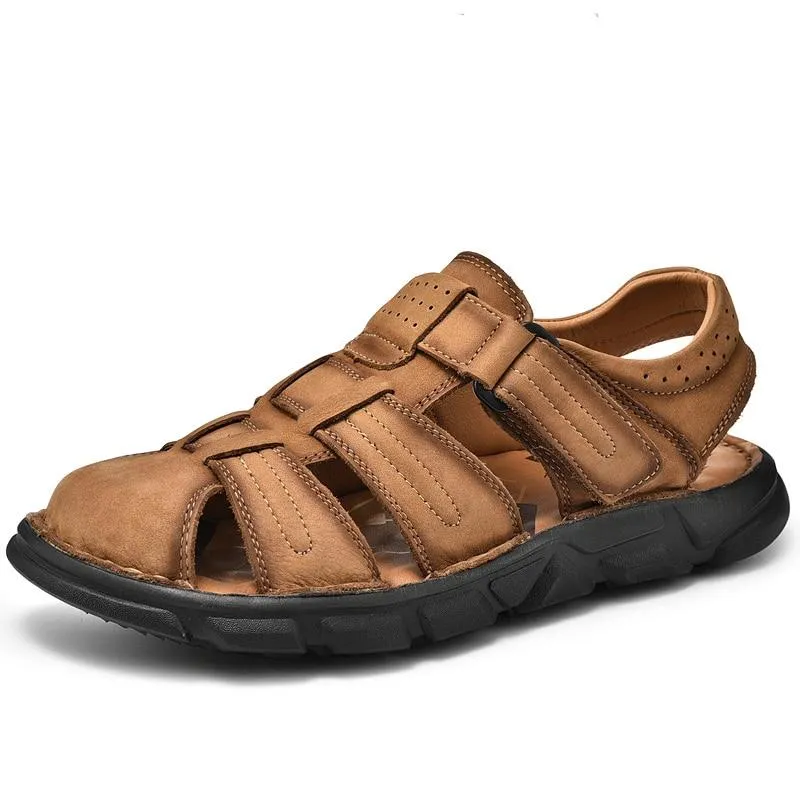 Summer Genuine Leather Men's Sandals Lightweight Men's Shoes Outdoor Comfortable Beach Sandals