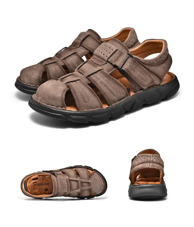 Summer Genuine Leather Men's Sandals Lightweight Men's Shoes Outdoor Comfortable Beach Sandals