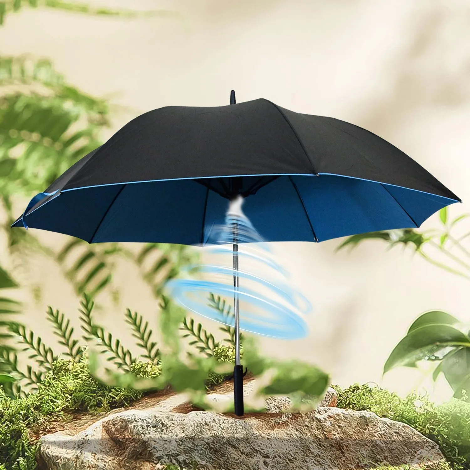 Sun Umbrella With Inside Fan & Power Bank Umbrellas For Summer (1 Pc)