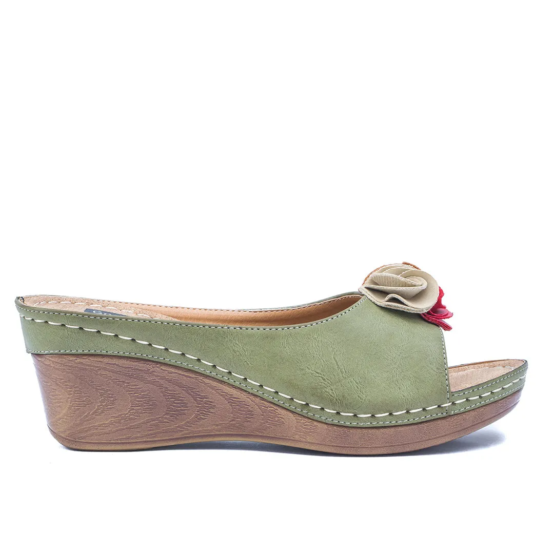 Sydney Green Wedge Sandals