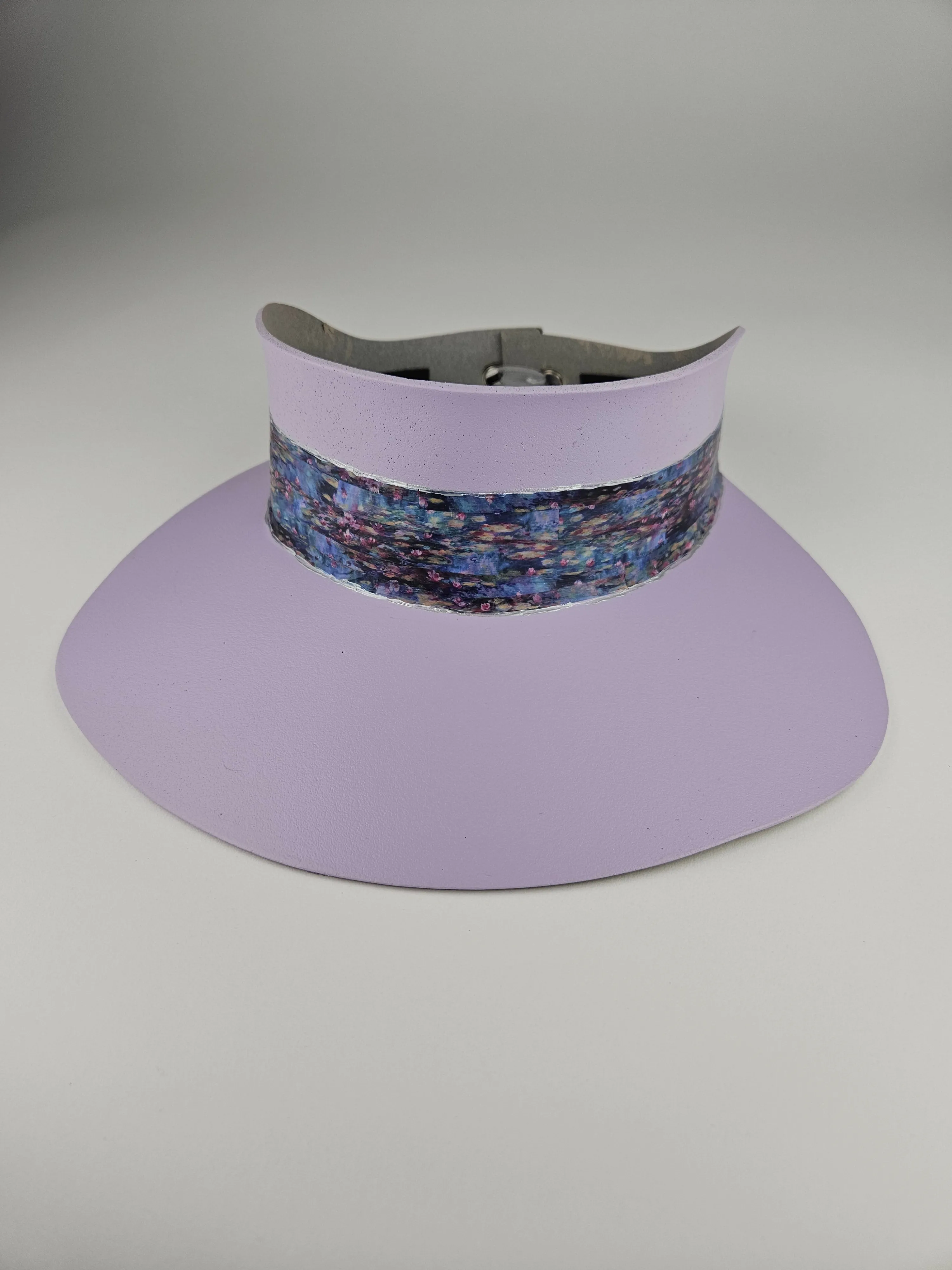 Tall Lilac Purple "LadyEVA" Visor Hat with Multicolor Monet Style Band