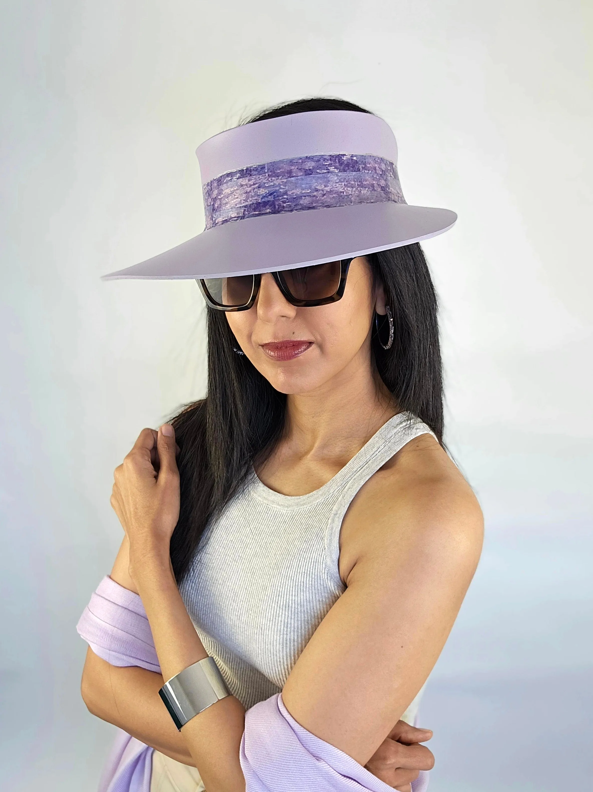 Tall Lilac Purple "LadyEVA" Visor Hat with Purple Monet Style Band