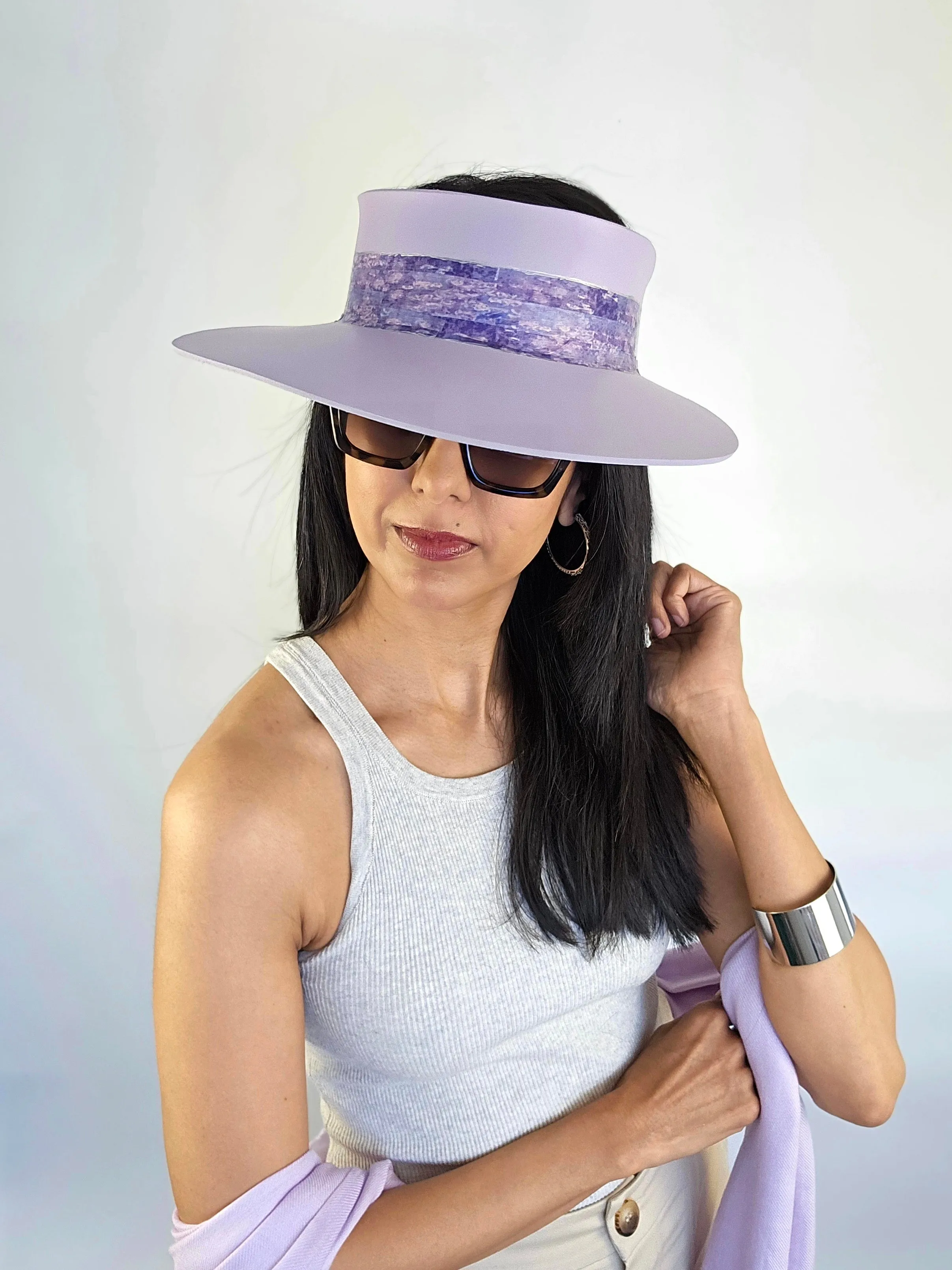 Tall Lilac Purple "LadyEVA" Visor Hat with Purple Monet Style Band