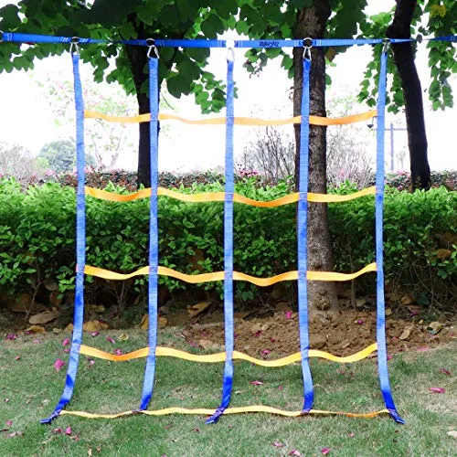 TOPNEW Climbing Net for Kids Outdoor, Portable Ninja Cargo Net Rope Ladder Monkey Bars for Ninja Slackline, Jungle Gyms, Swing Set, Ninja Warrior Style Obstacle Courses for Outdoor Treehouse