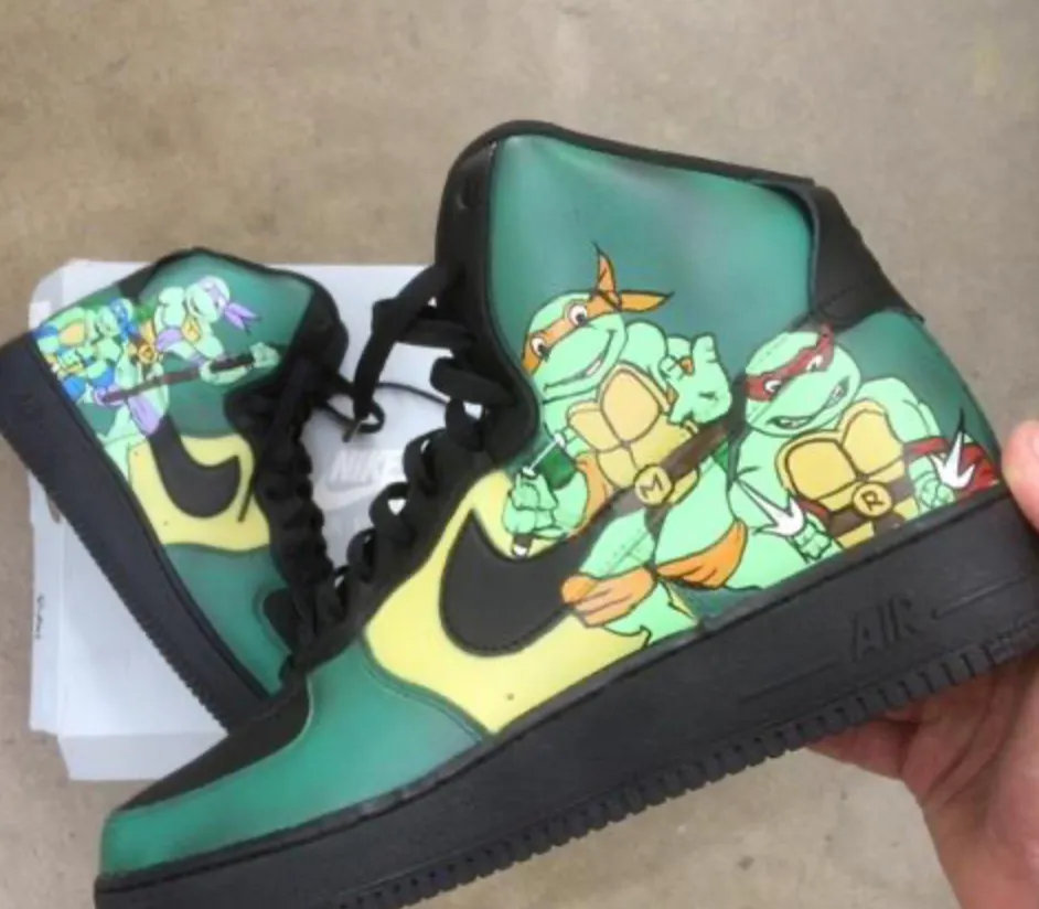 US Men's size 11 Black Nike AF1 High - TMNT - Custom Order