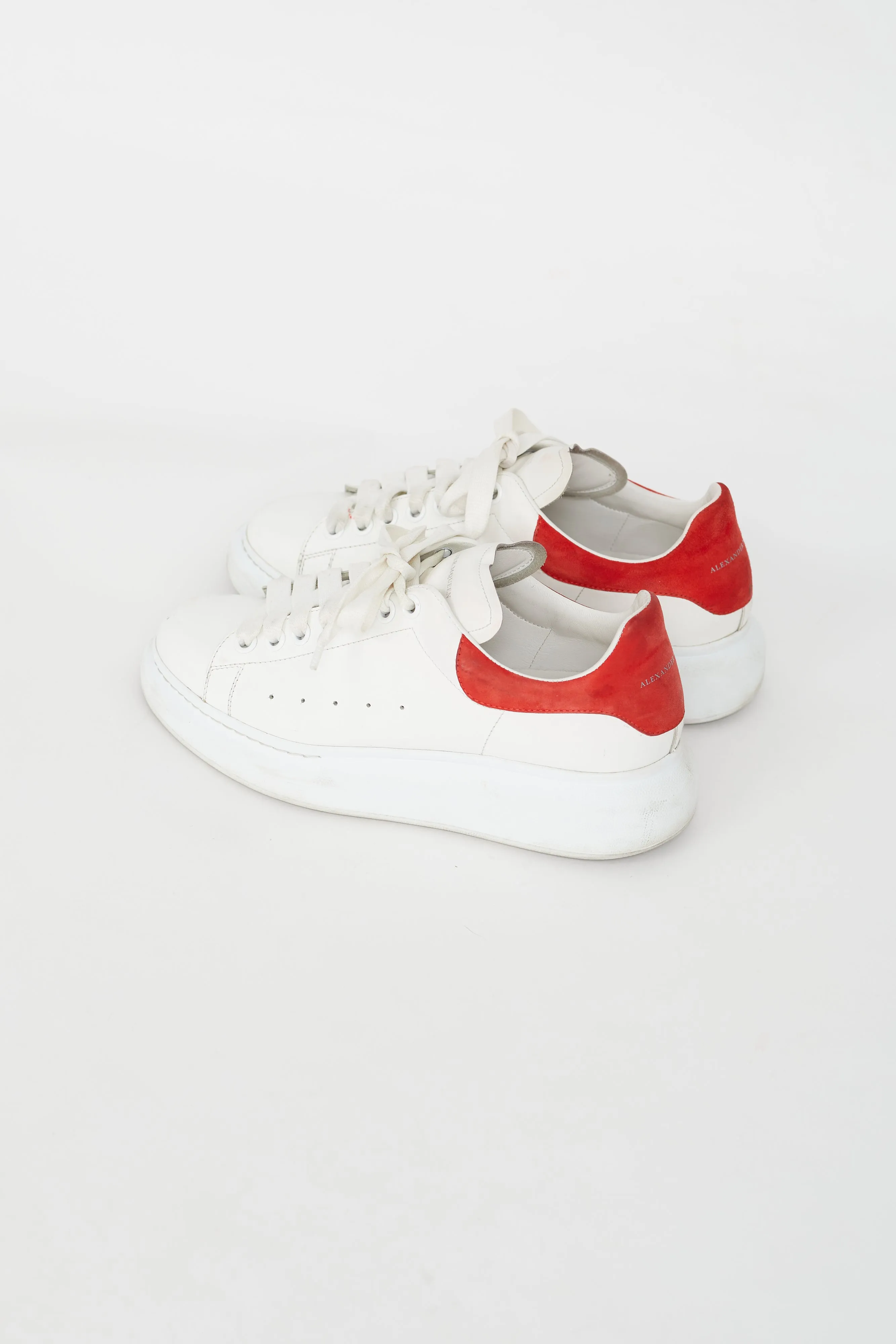 White and Red Leather Oversized Sneakers