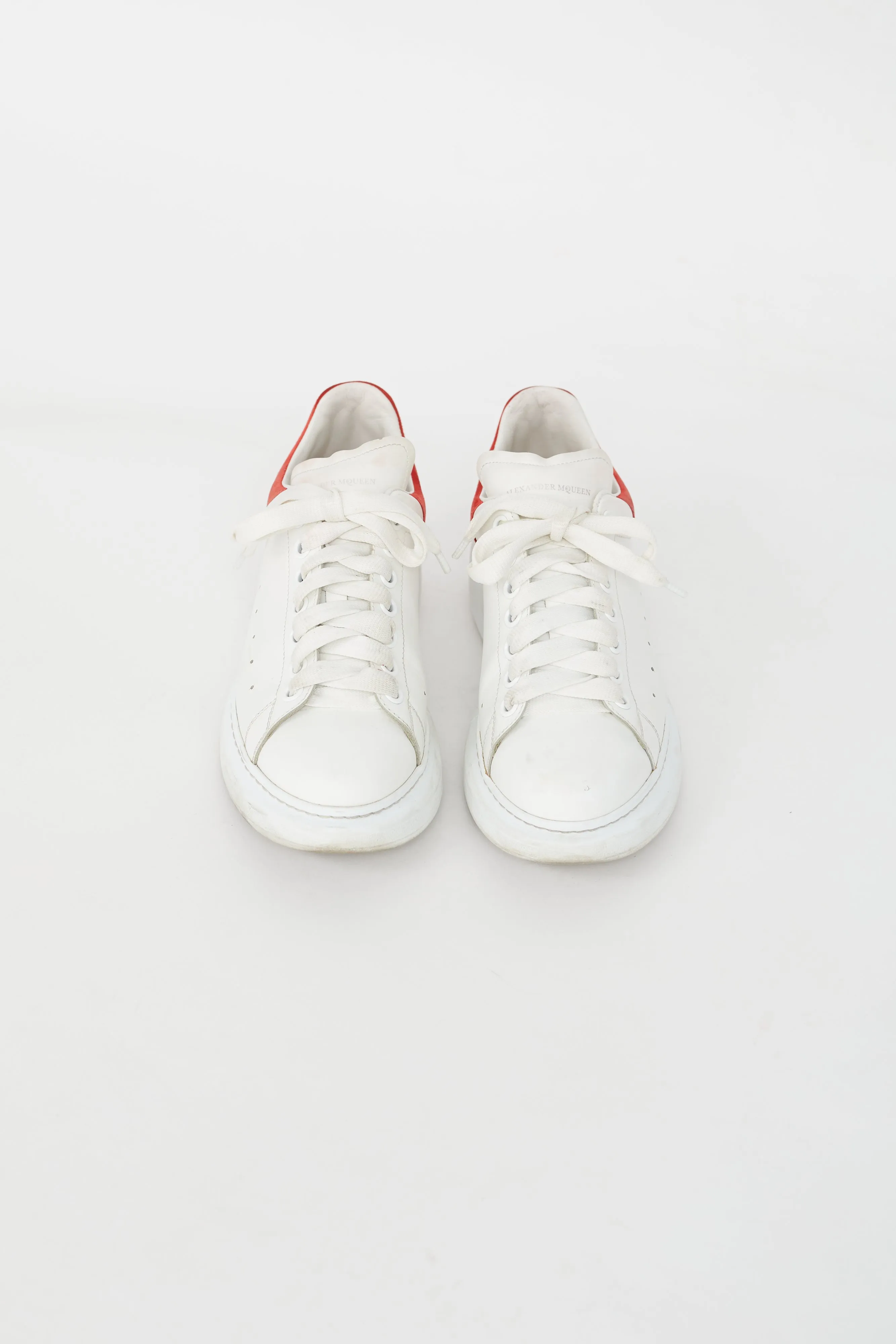 White and Red Leather Oversized Sneakers