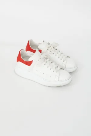 White and Red Leather Oversized Sneakers