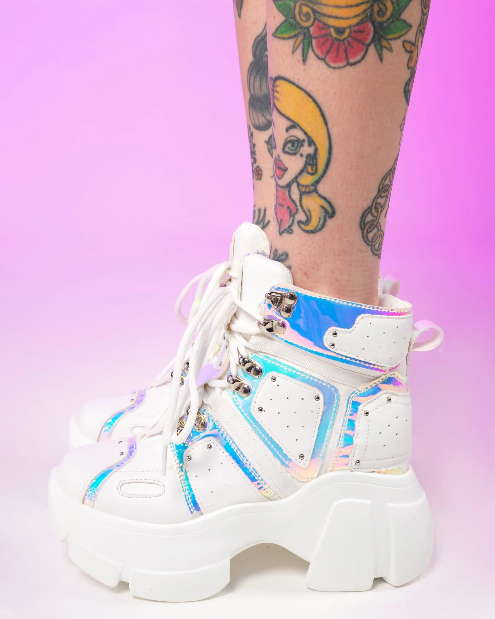 White Passion Fruit Wedge Sneakers