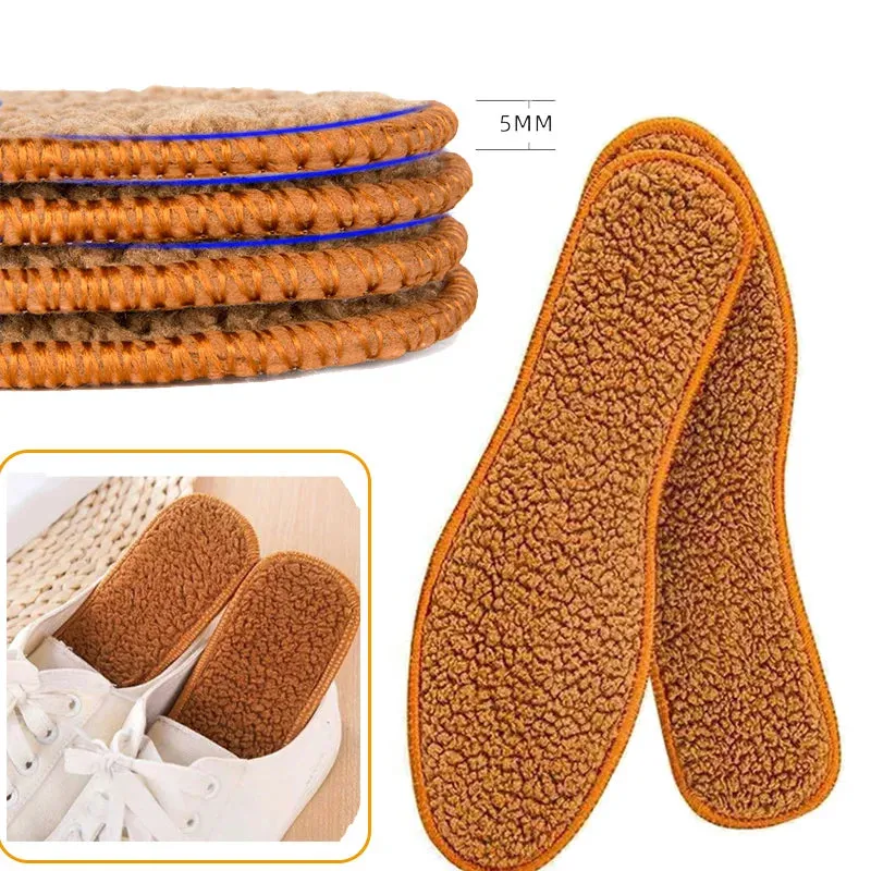 Winter Warm Plush Insoles Soft Thicken Alpaca Wool Thermal Insert Insoles for Women Men -Breathable.