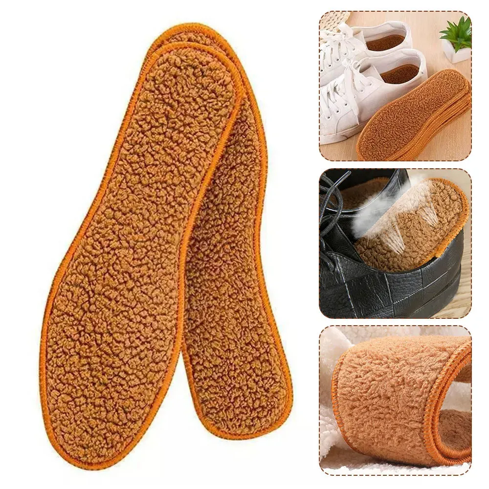 Winter Warm Plush Insoles Soft Thicken Alpaca Wool Thermal Insert Insoles for Women Men -Breathable.