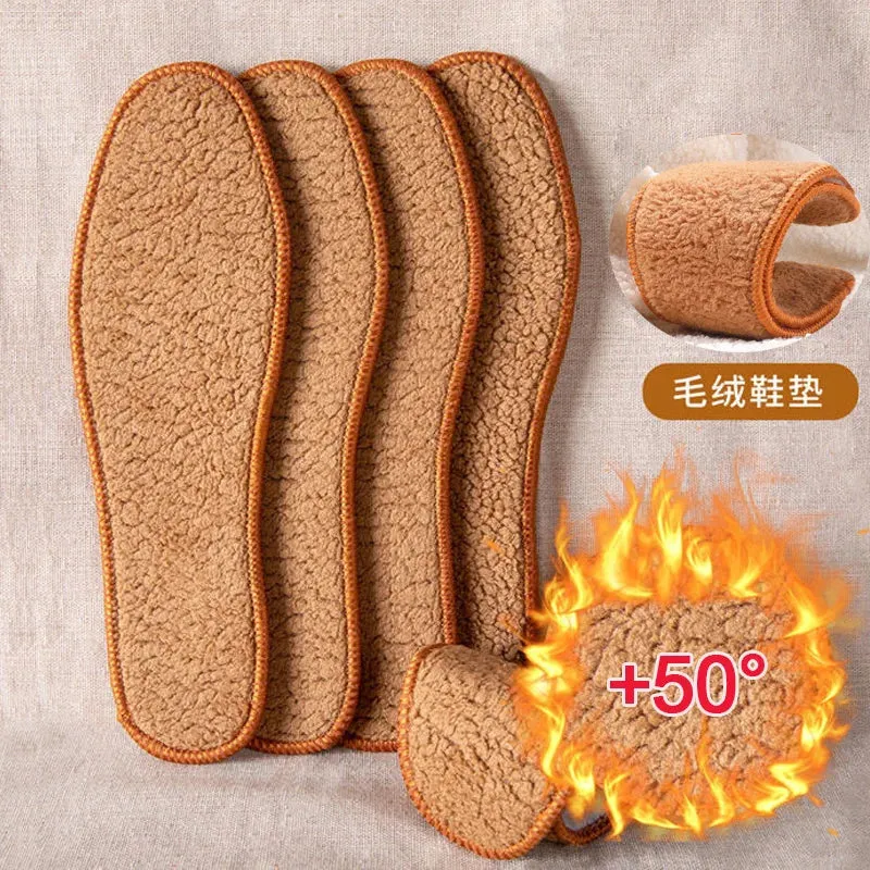 Winter Warm Plush Insoles Soft Thicken Alpaca Wool Thermal Insert Insoles for Women Men -Breathable.