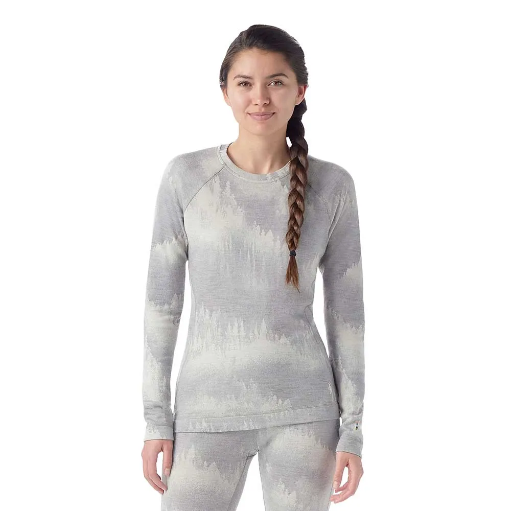 Women's Classic Thermal Merino Base Layer Crew - Light Gray Foggy Pines