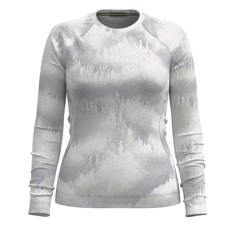 Women's Classic Thermal Merino Base Layer Crew - Light Gray Foggy Pines