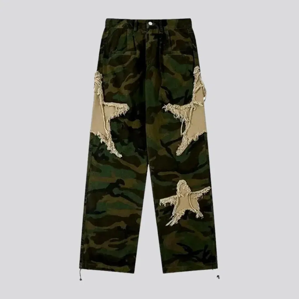 Y2k men's stars-embroidery jeans