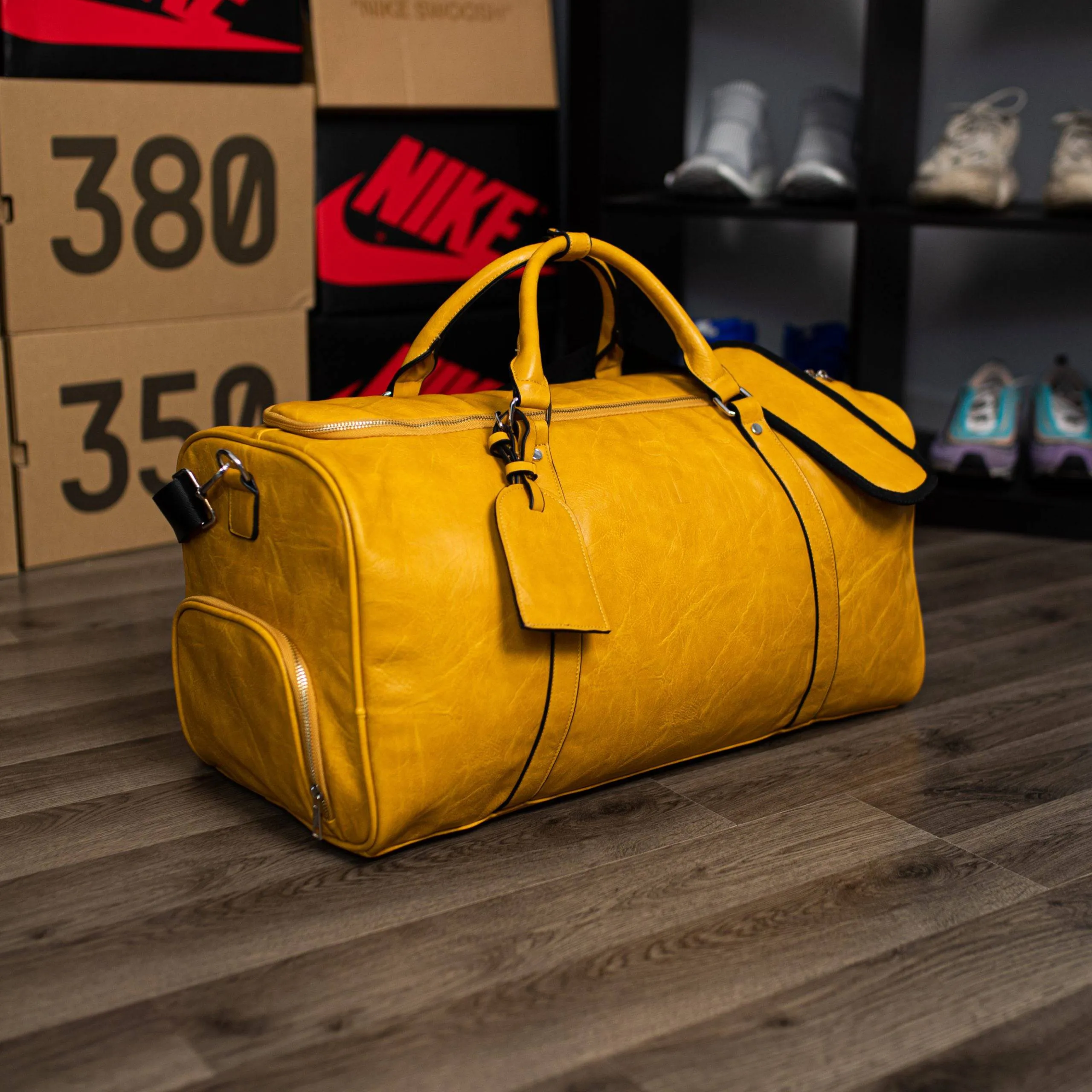 Yellow Luciano Leather Duffle Bag